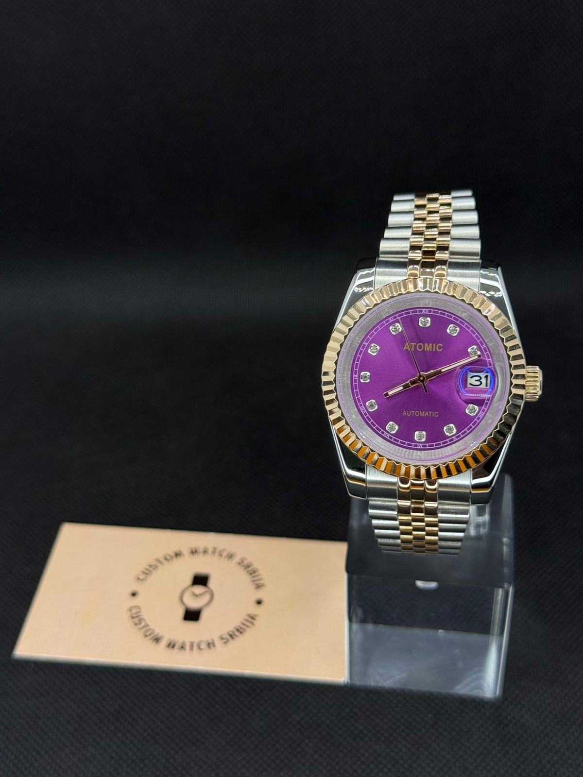DATEJUST PURPLE DIAMOND ROSE GOLD CUSTOM DIAL